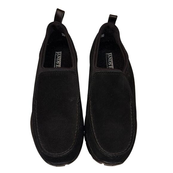 Lands' End Women’s All Weather Suede Slip-On Shoes Loafers Black Size 8.5D MINT - Picture 1 of 10